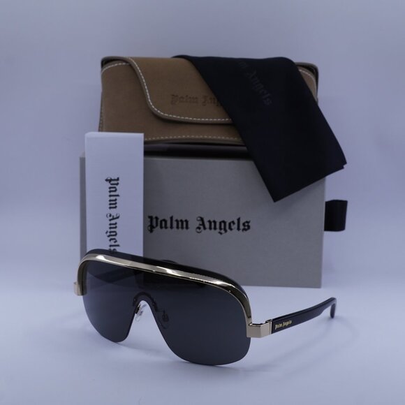 Palm Angels PERI10I KING 1007 Sunglasses Black/Gold Shield Frame, Grey Lenses - Picture 11 of 11